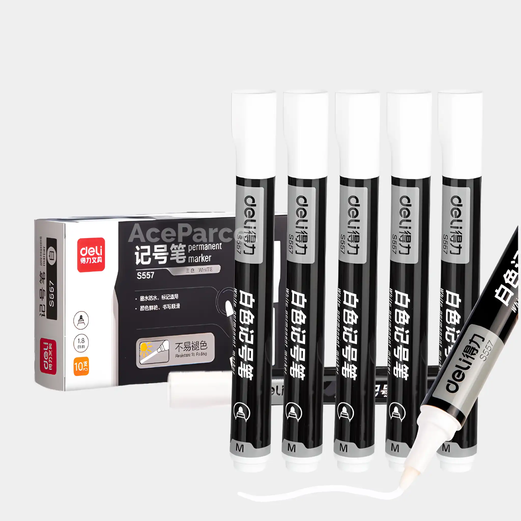 Deli Permanent Marker (White) - Image 2